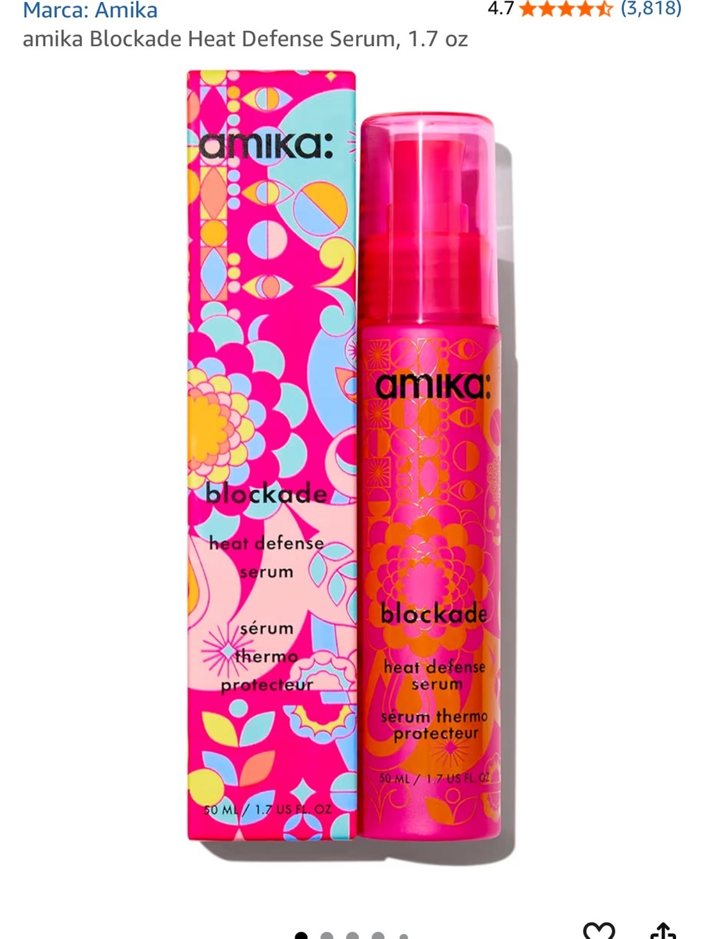 amika Blockade Heat Defense Serum — Pink with Orange Accents